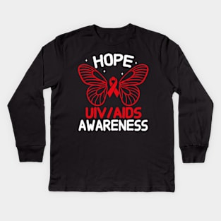 Everyday Is World Aids Day HIV AIDS Awareness Red Ribbon Kids Long Sleeve T-Shirt